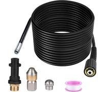 15M Tuyau Déboucheur Canalisation pour Nettoyeur Haute Pression Kärcher K2/K3/K4/K5/K6/K7,Avec Buse à Jet et Buse Rotatif,180Bar