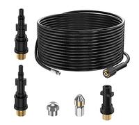 15M Tuyau Déboucheur Canalisation pour Nettoyeur Haute Pression Kärcher K2 K3 K4 K5 K6 K7 HD HDs, 180Bar Kit Furet Professional avec Buse à Jet et Rotatif & Adaptateurs pour Lavor Parkside & Bosch