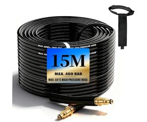 15m tuyau haute pression pour Kärcher K2 K3 K4 K5 K7, 400 Bar (5800 PSI) avec système Quick-Connect-Click, tuyau pratique de prolongation et de remplacement in einture de stockage