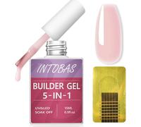 15ml Builder Gel 5 En 1, Gel De Construction Ongle Pose Americain, Gummy Base Et Structure Avec 100pcs Chablon Ongle Pour Extensions, Renforcement, Réparation De Manucure-Rose Nude