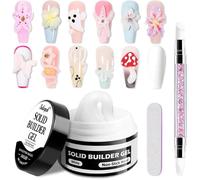 15ml Solide Sculpture Builder Gel,3D Gel Nail Art,Gels Construction Ongle UV,Non-Stick Gels 3D Ongle,Blanc