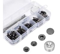 15mm Boutons Pression en Métal, Boutons Pressions Metalliques | avec 4 Outils en Métal, Boutons-Pression en Métal pour Vêtements Portefeuille Artisanat de Bricolage(12 Sets, Argent)