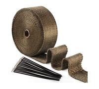 15Mx50mm Ruban Isolant Thermique en Titanium Magma + 10 Attaches de Cable en Acier Inoxydable de Noir pour Tuyeau Collecteur Echap