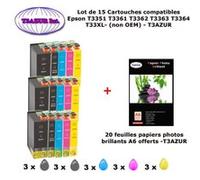 15Pack Compatible EPSON 33XL Cartouche d'encre pour Expression Premium XP 530 540 630 640 635 645 830 900+20f A6 brillant-T3AZUR Pack G