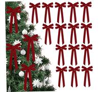 15pcs arcs en Velours Rouge, Arbres d'arbre de Noël rustiques préformés, Ornements de Noël en Velours 5, 1x10, 2 Pouces pour Arbre, Couronne, Guirlande, Butin
