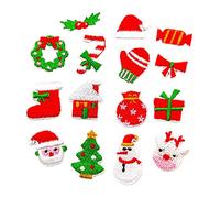 15Pcs Christmas Decoration Iron on Patch Santa Snowman Tree Sew on Embroidered Patch Applique Badges for Xmas Festival Christmas Iron on Patches Embroidered for Clothing Jeans Sew Applique