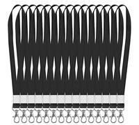 15pcs Cordons Tour de Cou, Porte Cle Tour de Cou, Nylon Plat Porte ID Badge Neckband Lanière avec Crochet Pivotant, Courroie Cou de Lanière Pour Porte-Clés,Téléphone Portable,ID Cards (Noir)