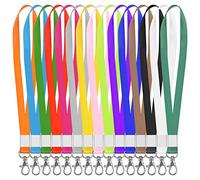 15pcs Cordons Tour de Cou, Porte Cle Tour de Cou, Nylon Plat Porte ID Badge Neckband Lanière avec Crochet Pivotant, Courroie Cou de Lanière Pour Porte-Clés,Téléphone Portable,ID Cards (Coloré)