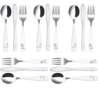 15pcs Couverts Enfant Inox 5 X Fourchette 5 X Cuillère 5 X Couteau Dentelé Sûr Couverts Enfant Inox Jungle Dinosaure Gravé Couvert Bebe Inox Pour Enfant Maison Restaurant École Garderie