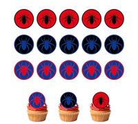 15pcs décorations Comestibles pour Gâteaux, Décoration de Gâteau Comestible Ronde 5cm en Forme d'Araignée Anniversaire Motif Dessin Animé Rouge Fête d'Anniversaire pour Enfants (3 Modèles)