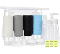 15pcs Flacons De Voyage,Kit De Flacons Toilette En Silicone Étanches,Accessoires Kit De Voyage Portable Avec Sac En Pvc Pour Cosmétiques,Shampoing,Lotion,Gel Douche,Savon Pour Femmes Hommes