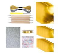 15Pcs Foil Paper Art Foils Sheet,Metal Embossing Foil Sheets,Gold & Silver Embossing Foils,DIY Aluminum Crafts Embossings Tin Sheets,for Painting Gilding Crafting Decoration (Gold)