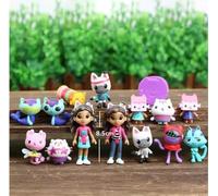 15pcs Gabby Races House figure jouets pour enfants,Mercat voitures souriantes,chats,HDPGaby Girl poupées PVC
