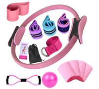 Kit Pilates Essentials Better Me pour Femmes, Kit Pilates Portable Maison Better Me, EntraîNements à Domicile avec Ballon De Yoga 25 Cm, Bandes De RéSistance en Forme De 8 (Pink)