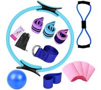 Kit Pilates Essentials Better Me pour Femmes, Kit Pilates Portable Maison Better Me, EntraîNements à Domicile avec Ballon De Yoga 25 Cm, Bandes De RéSistance en Forme De 8 (Blue)