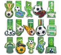 15pcs Marque Page Magnetique Football, Magnetische Lesezeichen Kinder, Cadeaux pour Garçons,Étudiants, Amateurs de Livres,Fans de Football (vert)