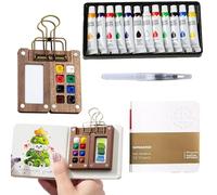 15pcs Mini Boîtes De Peinture AquarelleDe Voyage,Palette Portable Nano PourAquarelle,Mini Kit De Peinture Aquarelle De Voyage,Kit Aquarelle Miniature,avec Journal Papier Et Clip,Pourles Déplacements