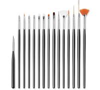 15PCS Nail Art Design Pinceaux,Ensemble de Pinceaux à Ongles Nail Art Pinceaux de Vernis à Ongles en Acrylique Pour Décoration D?ongles et Usage Professionnel (Noir)