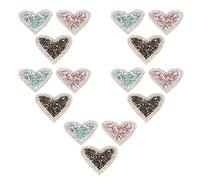 15pcs Patch Brillant, Appliques Cœur en Résine 5x5cm, Transparent Gris Rose Bleu - Iron On Facile, Décoration DIY Vêtements et Accessoires, Réparations et Créations Personnalisée