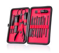 15pcs Rouge - Kit De Manucure En Acier Inoxydable, 1 Ensemble, Coupe-Ongles, Pince De Ponçage, Lime, Acné, Aiguille, Ensemble De Toilette