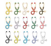 15pcs Stethoscope Pin Nurse Brooch Doctor Student Badges Jewelry Personalized Enamel Pins Backpack Safety Pin for Unisex Stethoscope Brooch