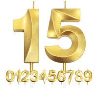 15th Bougie D'anniversaire à Paillettes Dorées au Design 3D, Bougies Numérotées pour 90e, Décorations de Dessus de Gâteau, Bougie de Gâteau pour Fête D'anniversaire, Anniversaire de Mariage