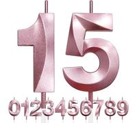 15th Bougie D'anniversaire à Paillettes Or Rose au Design 3D, Bougies Numérotées pour 90e, Décorations de Dessus de Gâteau, Bougie de Gâteau pour Fête D'anniversaire, Anniversaire de Mariage