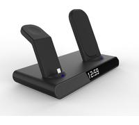 15w 3-en-1 réveil chargeur sans fil charge rapide réception design station de charge pour téléphone portable montre casque noir