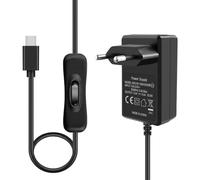 15W Alimentation USB-C 5V 3A pour Raspberry Pi 4 Modèle B, Bloc Prise Adaptateur avec Interrupteur Marche/Arrêt et Câble de 1m, Chargeur Secteur pour Raspberry Pi 4B (8/4 /2 Go)