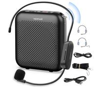 15W Amplificateur Vocal Portable avec Micro sans Fil Bluetooth & Filaire | Portable Amplificateur de voix, Batterie 5200mAh, Type-C Rechargeable, 12h d'autonomie pour Enseignants, Guides, Classe, Yoga