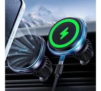 15w Car Charger For Magsafe, Magnetic Car Phone Holder Induction ¿ [2024 Silent Fan] Wireless Magnetic Car Phone Charger For Iphone 16 15 14 13 12