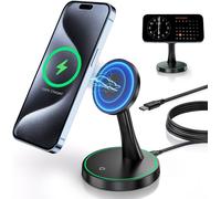 15w Magnetic Wireless Charging Stand Mag-Safe Fast Charger For Iphone 15/15 Pro/Plus/14/13/12 Series Magnetic Wireless Charging Station/Pad With Light Anti-Sleep For Airpods 3/Pro/Pro 2
