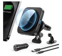 15w Magsafe Car Phone Holder, Wireless Magsafe Car Charger, Magnetic Phone Holder For Iphone 16/15/14/13/12 Series, Samsung Galaxy S25 Series, With 36w Qc 3.0 Fast Charger