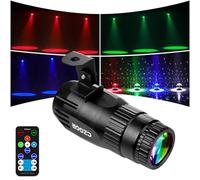 15W Projecteur Boule a Facette, Czgor RGBW 4 en 1 LED Pinspot Projecteur avec Télécommande et 3 Modes d'Éclairage, LED Pin Spot Ultra-Lumineux pour Fêtes, Clubs, Bars et Mariages