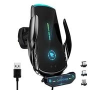 15W Qi Chargeur Induction Voiture,Chargeur sans Fil Voiture Rapide Automatic Clamping Porte Clip De Sortie d'air Support Voiture pour iPhone Samsung…