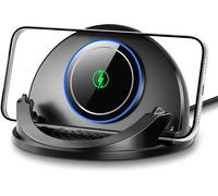 15W Support pour téléphone Portable dans la Voiture avec Fonction de Recharge, [2025 Ventilateur Refroidissement] Station de Recharge Inductive Qi, Compatible avec Apple & Samsung