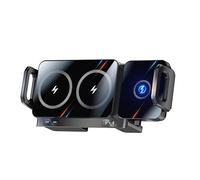 15W Support Telephone Voiture Induction,Vissage Automatique Rapide Chargeur Induction,Chargeur sans Fil Voiture pour iPhone et Huawei,Compatible pour Téléphone Portable Pliable à Double écran (Noir)