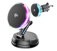15W Support Telephone Voiture pour Magsafe avec Ventilateur Refroidissement,【Charge Rapide et Refroidissement avec éclairage RGB】 Chargeur Induction Voiture Magnétique,pour iPhone 17 16 15 14 13 12
