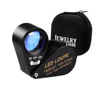 15x 21mm Optique Verre 6 LED & UV Loupe Bijoutier Escamoter Poche Noir Cadre Triolet Lentille Loupe Gemme Bijoutier