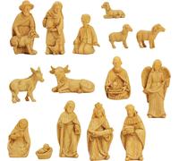 15x FADEDA figurines de crèche modernes, aspect bois / hauteur:10 cm / peintes à la main / figurines de crèche détaillées - Noël Table Décoration Accessoires de crèche