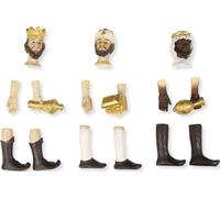 15x FADEDA parties du corps, Rois Mages / hauteur:15 cm / peint à la main / figurines de crèche détaillées - Noël Table Décoration Accessoires crèche
