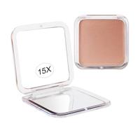 15X grossissant Miroir de maquillage compact pour les voyages, petit miroir de poche, pliable et portable. Double face avec grossissement 15X et miroir 1X pour sacs à main - Carré 8,4 cm (Or Rose)