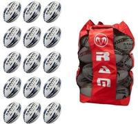 15x Pro Trainer Gripper Rugby Ball Bundle avec sac de transport 3D Grip - N°1 des marques de rugby en Europe - Jaune - Taille 3