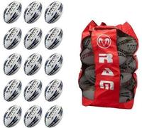 15x Pro Trainer Gripper Rugby Ball Bundle avec sac de transport 3D Grip - No 1 Rugby-Brand in Europe - Bleu - Taille 4