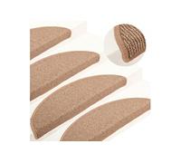15x Tapis de Marches d'Escalier Carpettes d'Escalier Moquettes de Marches Couvre-marches Insonorisant Antidérapant Marron Clair 65x21x4 cm