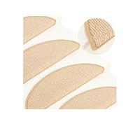 15x Tapis de Marches d'Escalier Carpettes d'Escalier Moquettes de Marches Couvre-marches Insonorisant Antidérapant Crème 65x21x4 cm