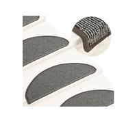 15x Tapis de Marches d'Escalier Carpettes d'Escalier Moquettes de Marches Couvre-marches Insonorisants Antidérapants Gris 65x21x4 cm
