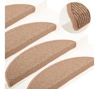 15x Tapis de Marches d'Escalier Carpettes d'Escalier Moquettes de Marches Couvre-marches Insonorisant Antidérapant Marron Clair 65x21x4 cm