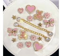 16/18 pièces Set de charms amovibles pour chaussures de jardin, comprenant des clips en forme de nœud papillon, pentagramme, ours en peluche. Accessoires polyvalents pour sandales, tongs, sacs de plag