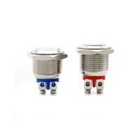 16/19mm 1NO 1NC Flat Head Waterproof Momentary Reset Metal Push Button Switch Screw Terminal Car Engine Doorbell PC Power Switch NWPNLXEA(Flat Head,19MM_1NC)